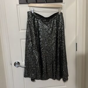 Lane Bryant 18/20 Plus Size Black and Gray Sequin A-line Skirt